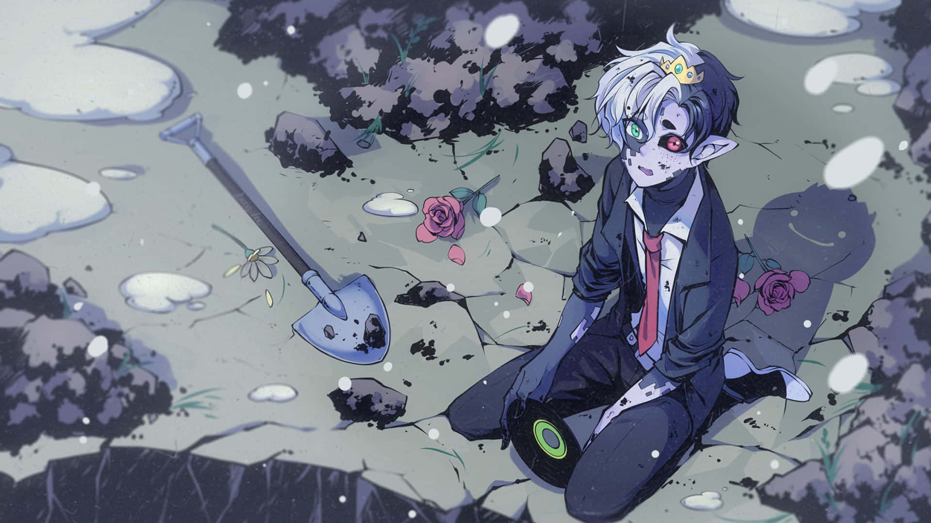 A Boy With A Knife And A Sword Sitting On The Ground