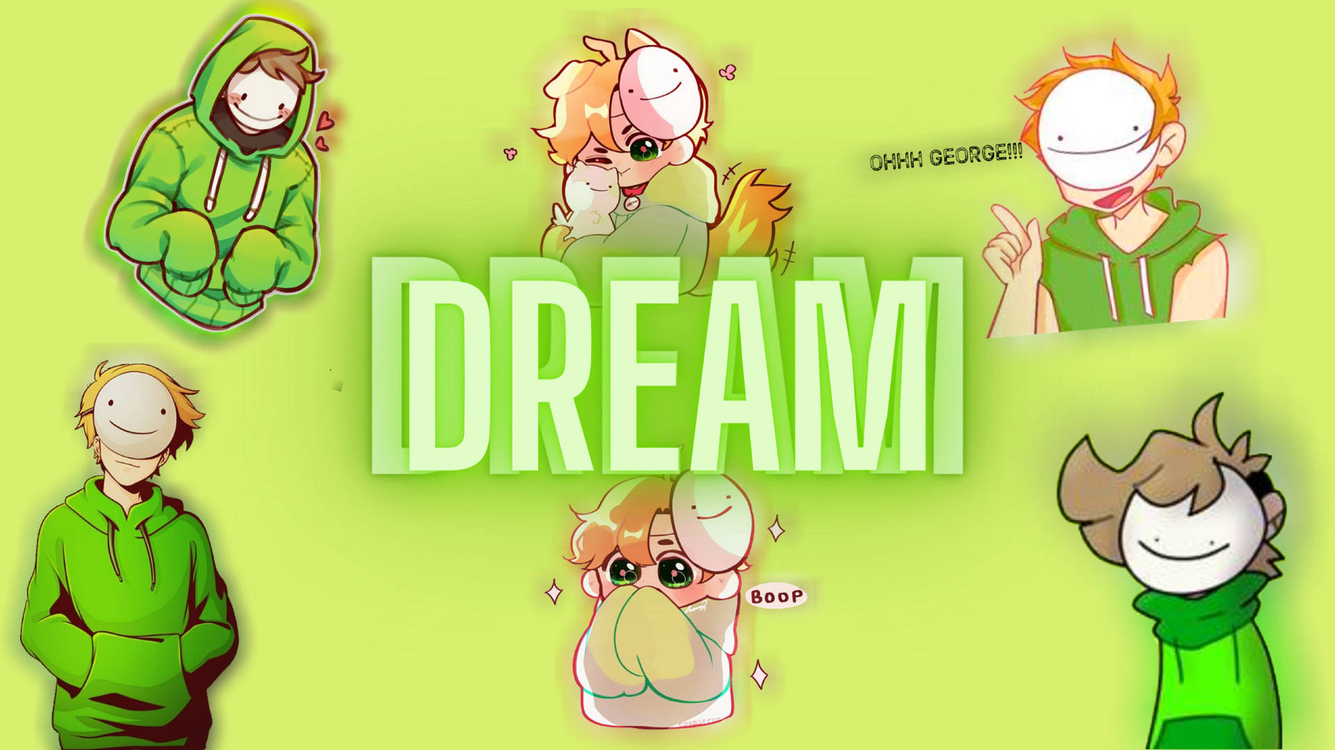 Dream Smp Green Cartoon Dream Wallpaper