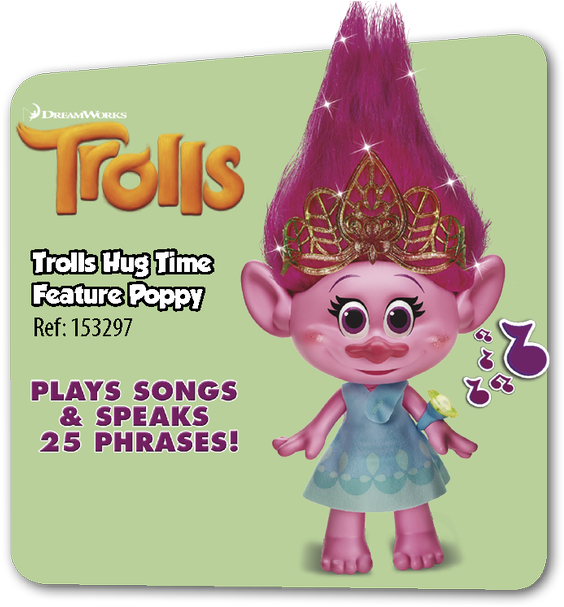Dream Works Trolls Hug Time Feature Poppy Toy PNG