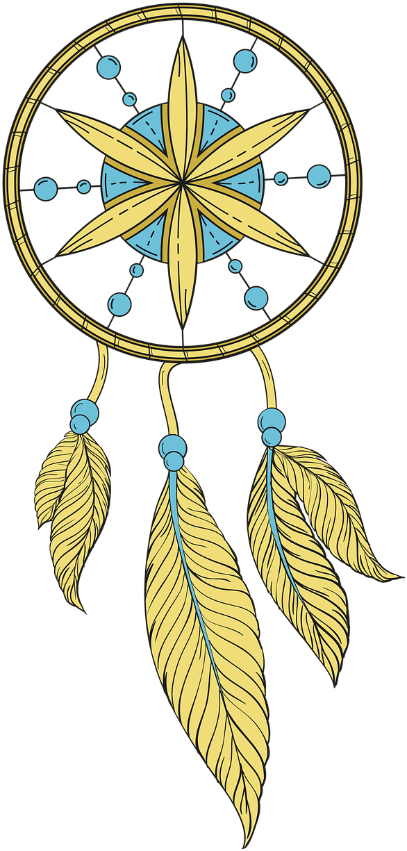 Dreamcatcher Compass Designwith Feathers PNG