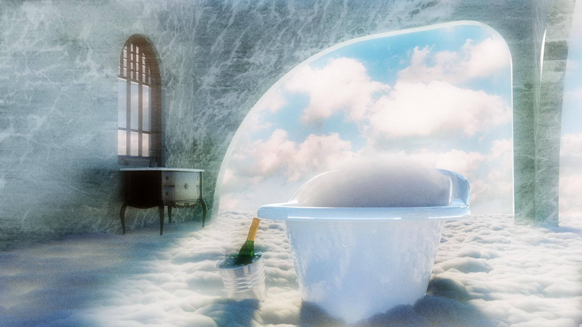 Dreamcore Bathtub In The Sky Wallpaper