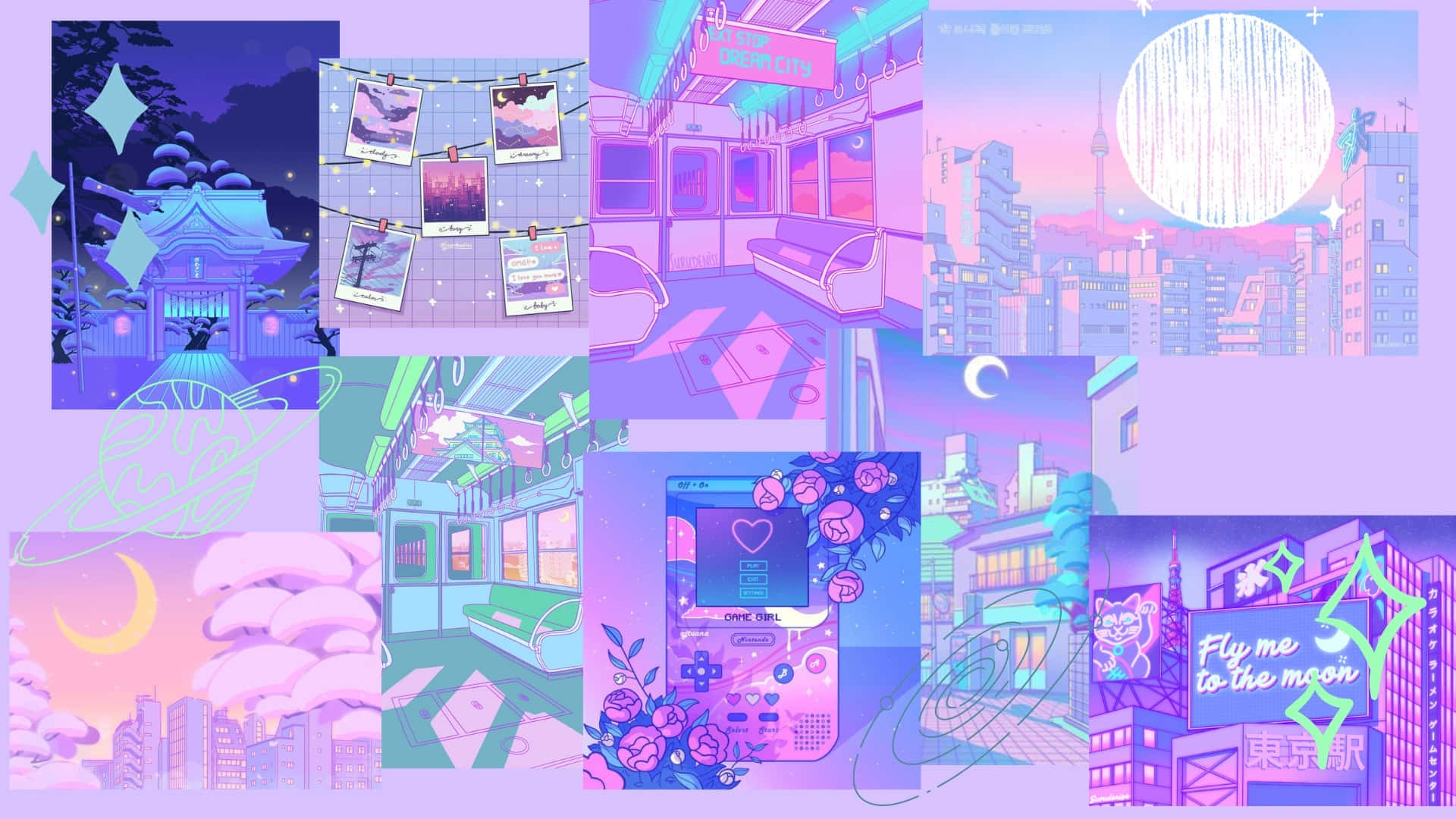 Dreamcore Cityscape Collage Wallpaper
