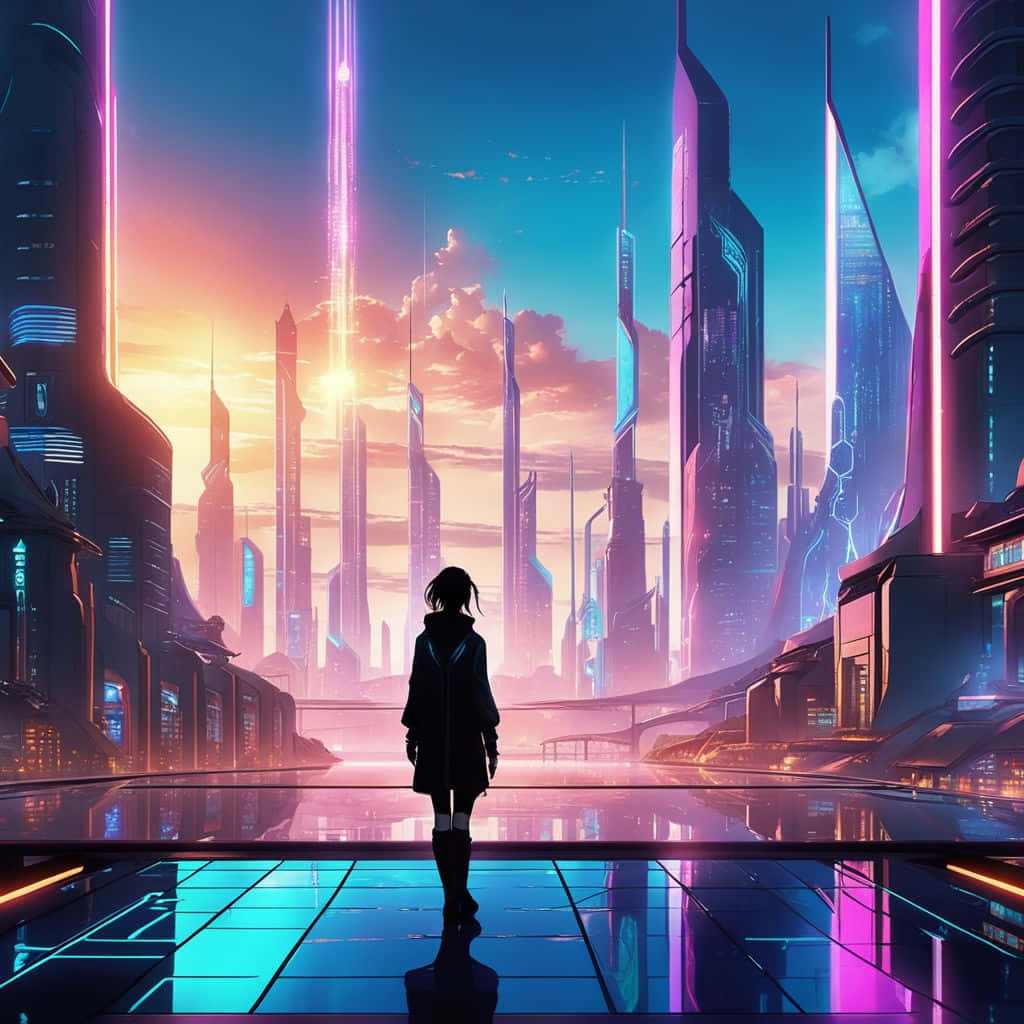 Dreamcore Cybercity Sunset Wallpaper
