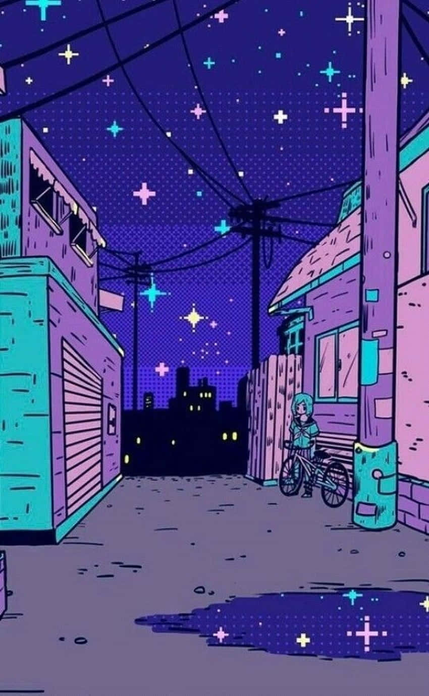 Dreamcore Nighttime Alley Illustration Wallpaper