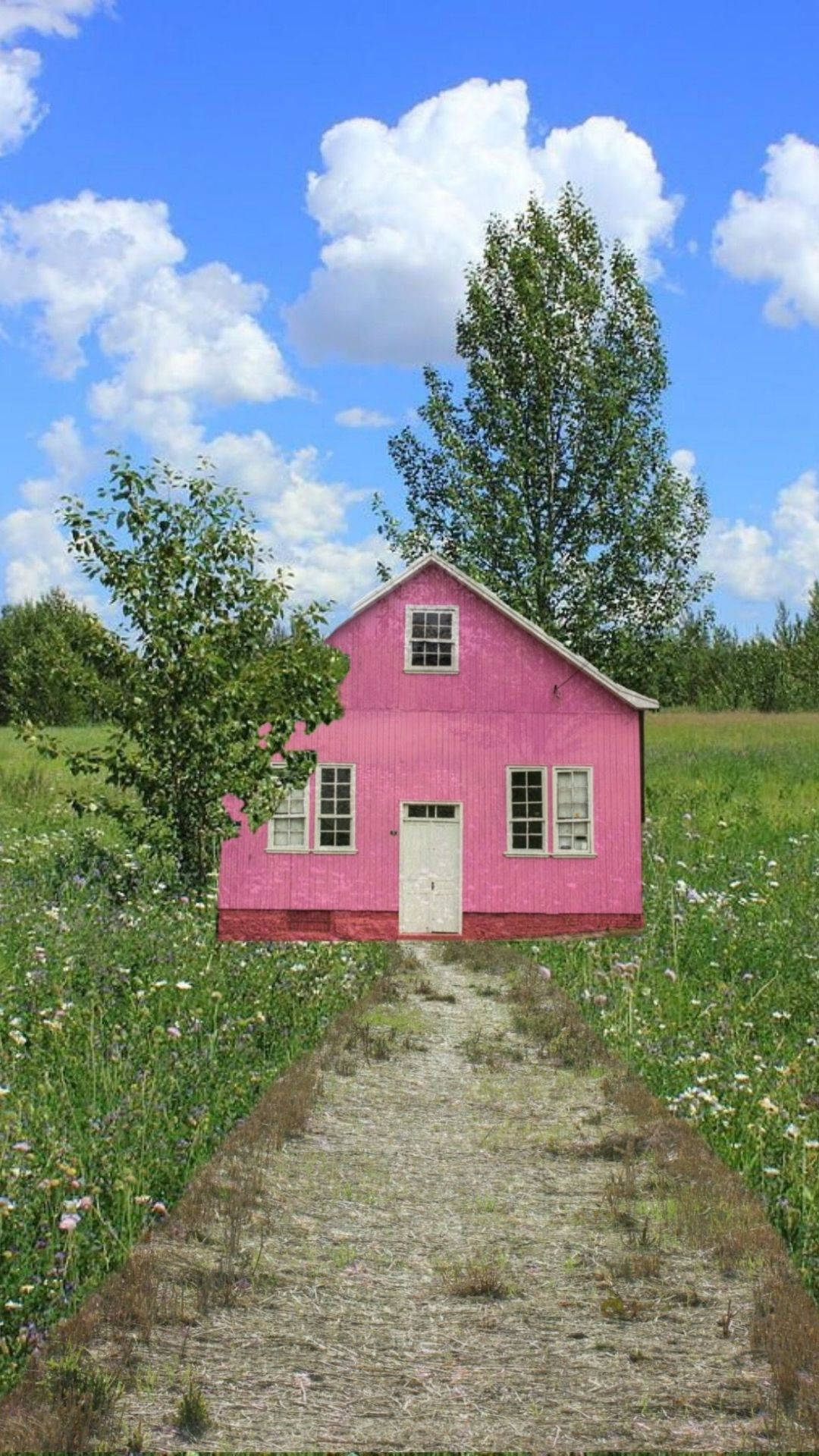 Dreamcore Pink House Wallpaper