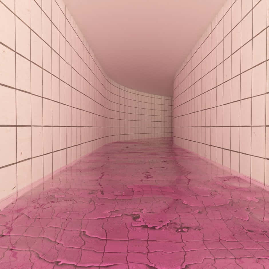Dreamcore Pink Tiled Corridor Wallpaper