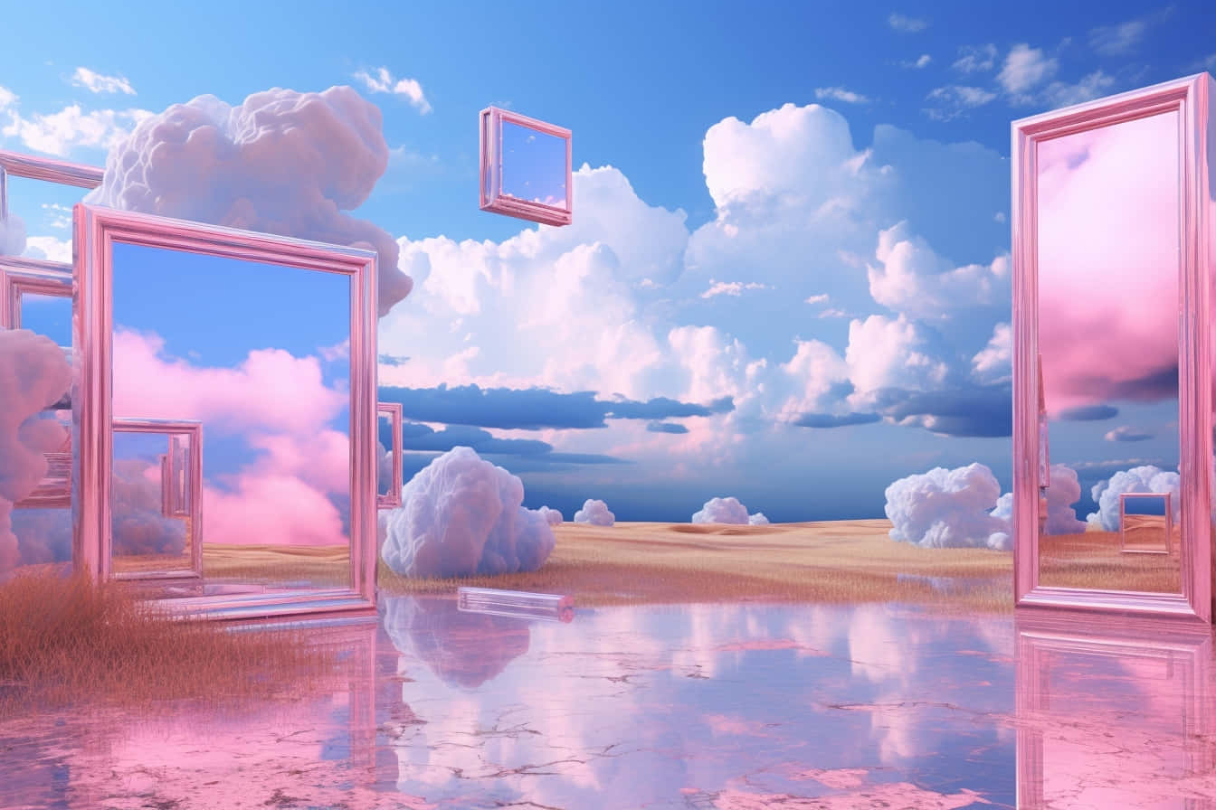 Dreamcore Surreal Sky Reflections Wallpaper