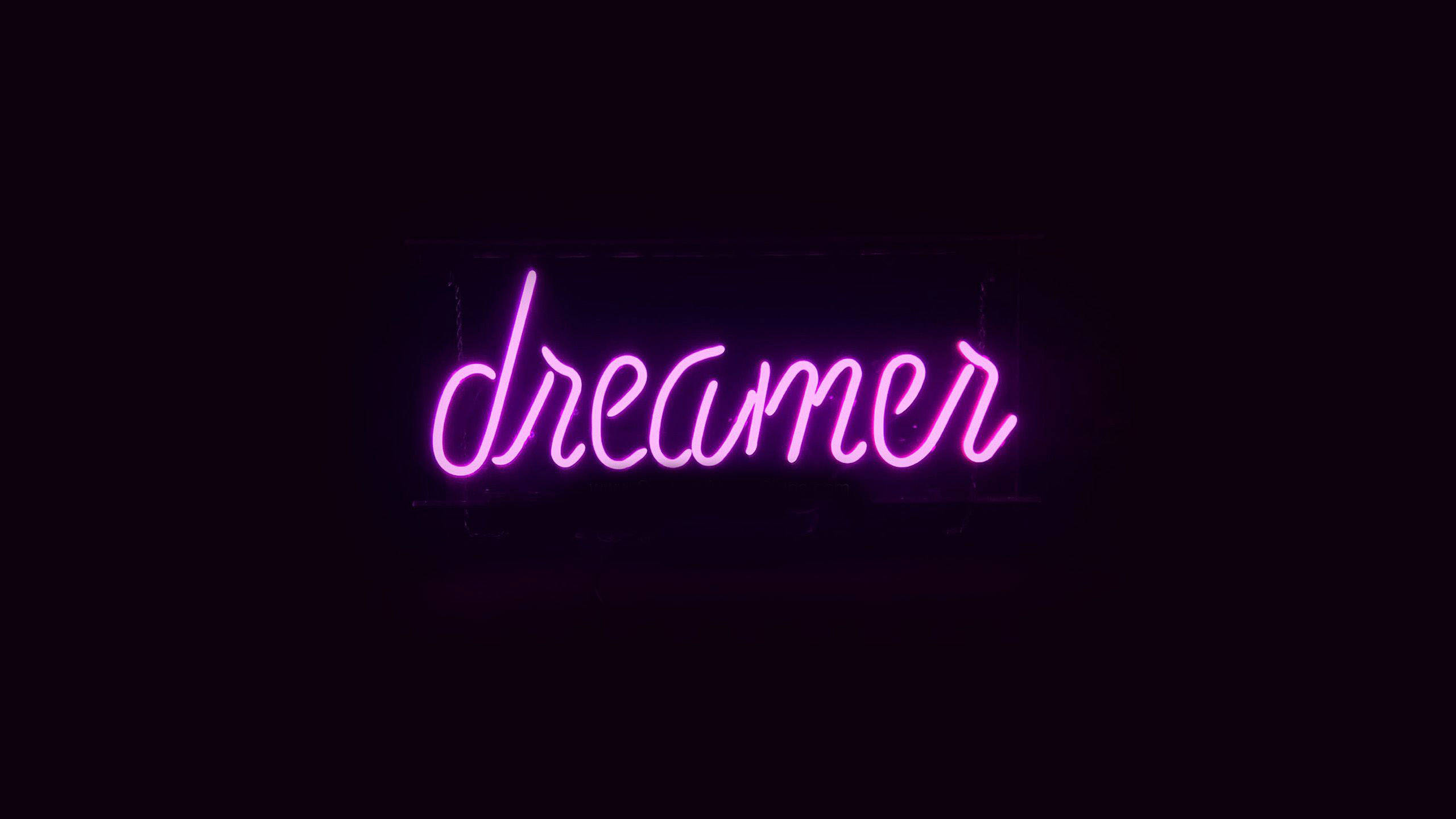 Dreamer Neon Dark Purple And Black Wallpaper