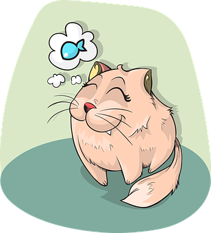 Dreaming Cat Cartoon PNG