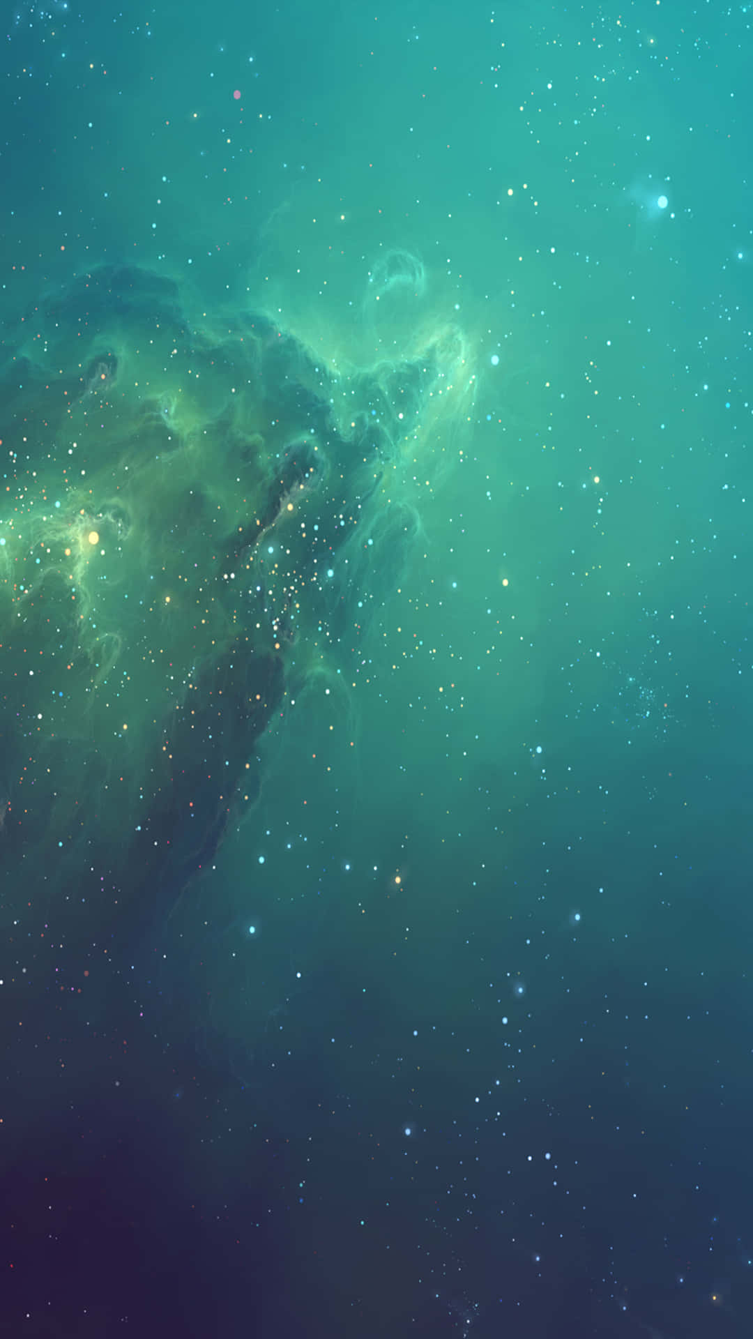 Dreamy cosmic landscape with vibrant colors and shooting stars Wallpaper