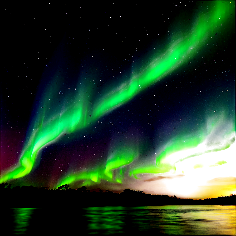 Dreamy Aurora Over River Png Yrg PNG
