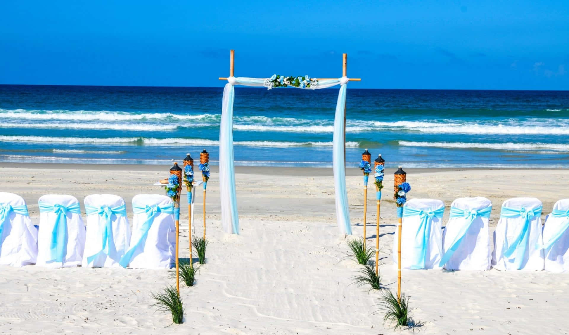 Dreamy Beachfront Wedding Ceremony Wallpaper