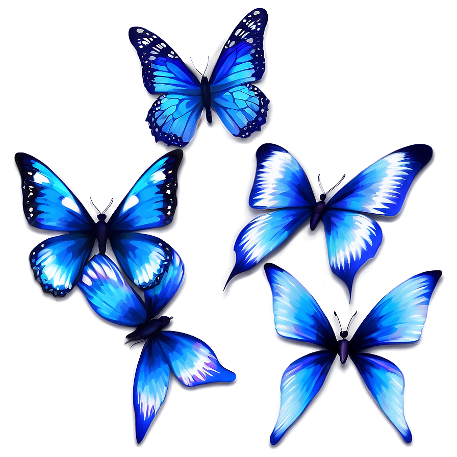 Dreamy Blue Butterflies Png Dvj30 PNG