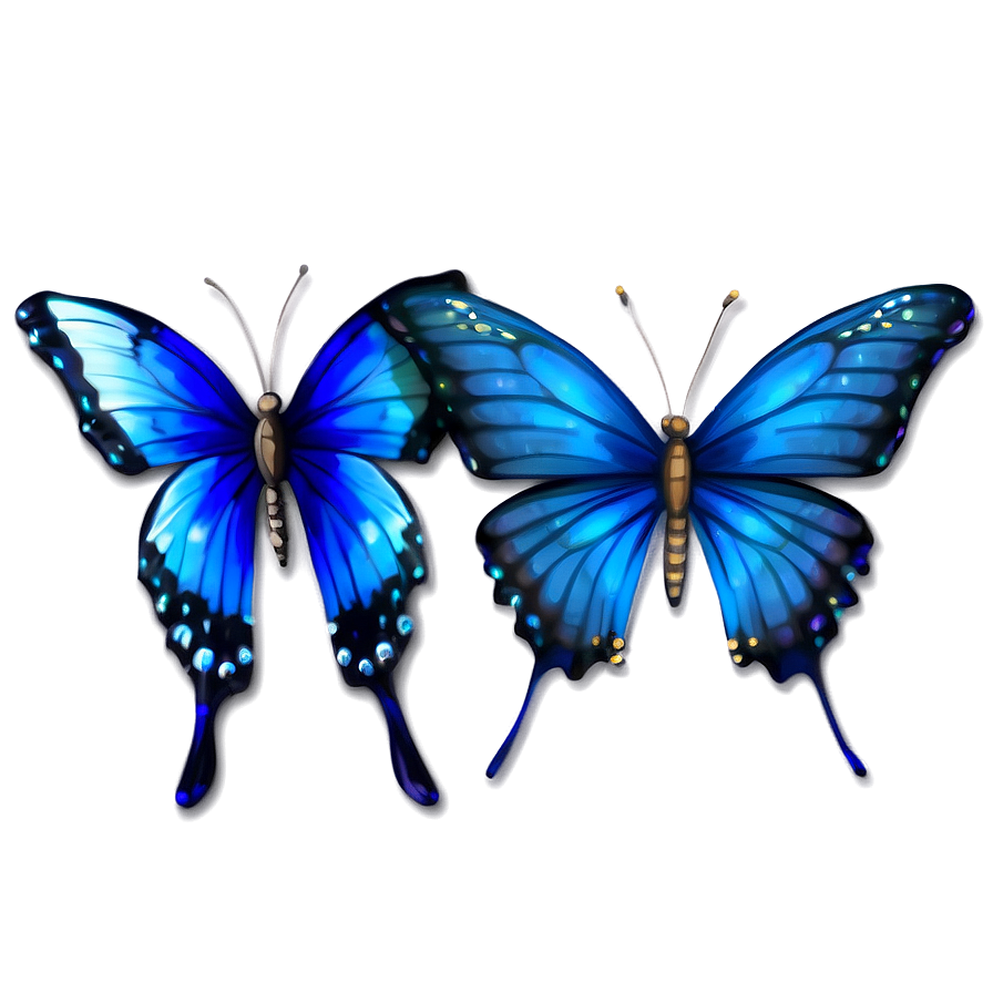 Dreamy Blue Butterflies Png Ern45 PNG