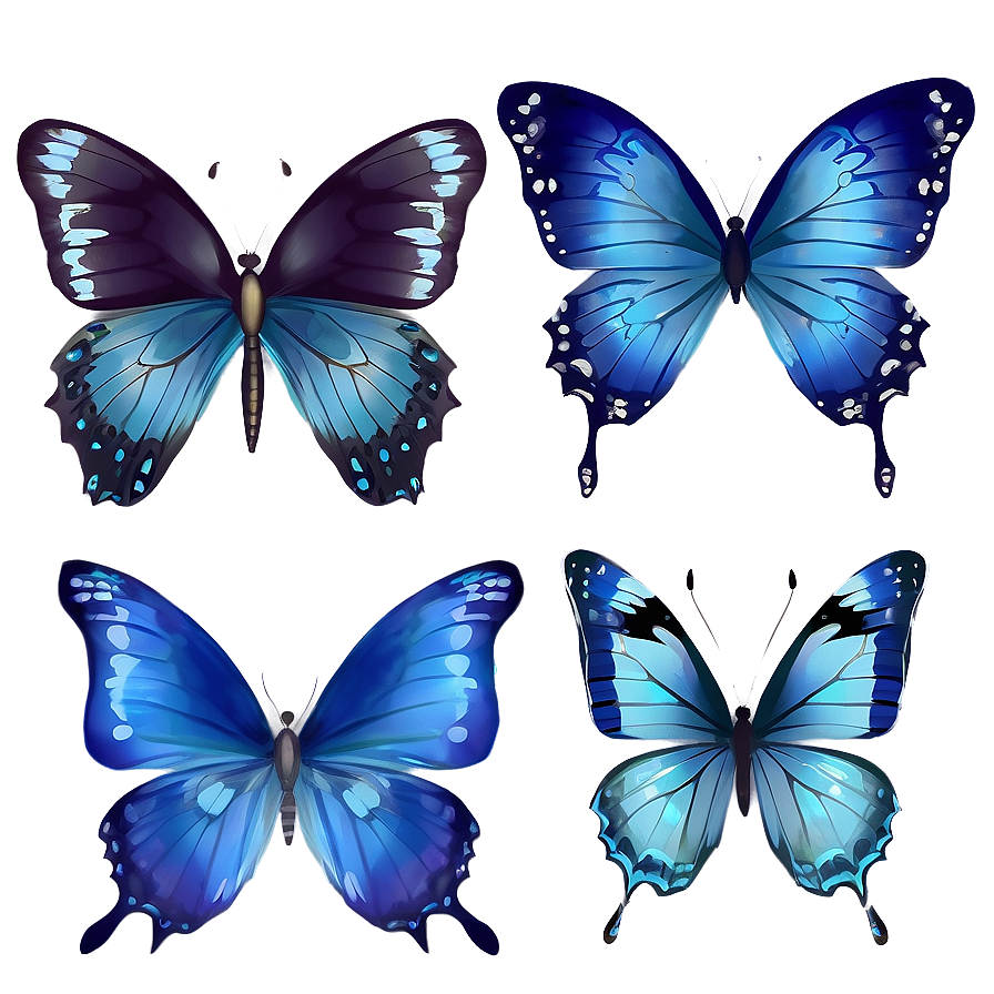 Dreamy Blue Butterflies Png Loh PNG