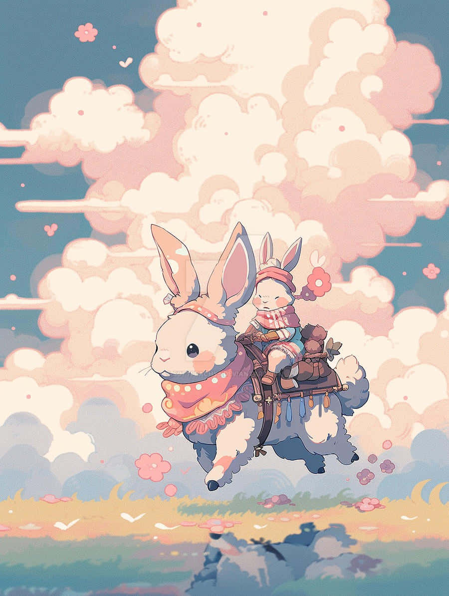 Dreamy Bunny Flight Aesthetic.jpg Wallpaper
