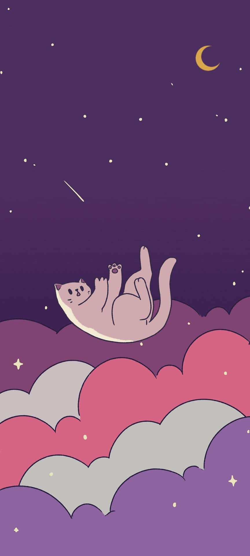 Dreamy Cat On Clouds Aesthetic Wallpaper