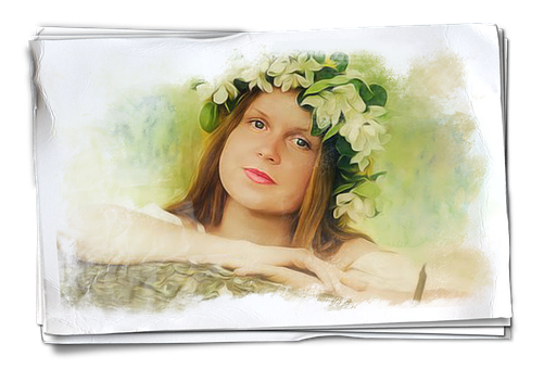 Dreamy Floral Crown Girl PNG