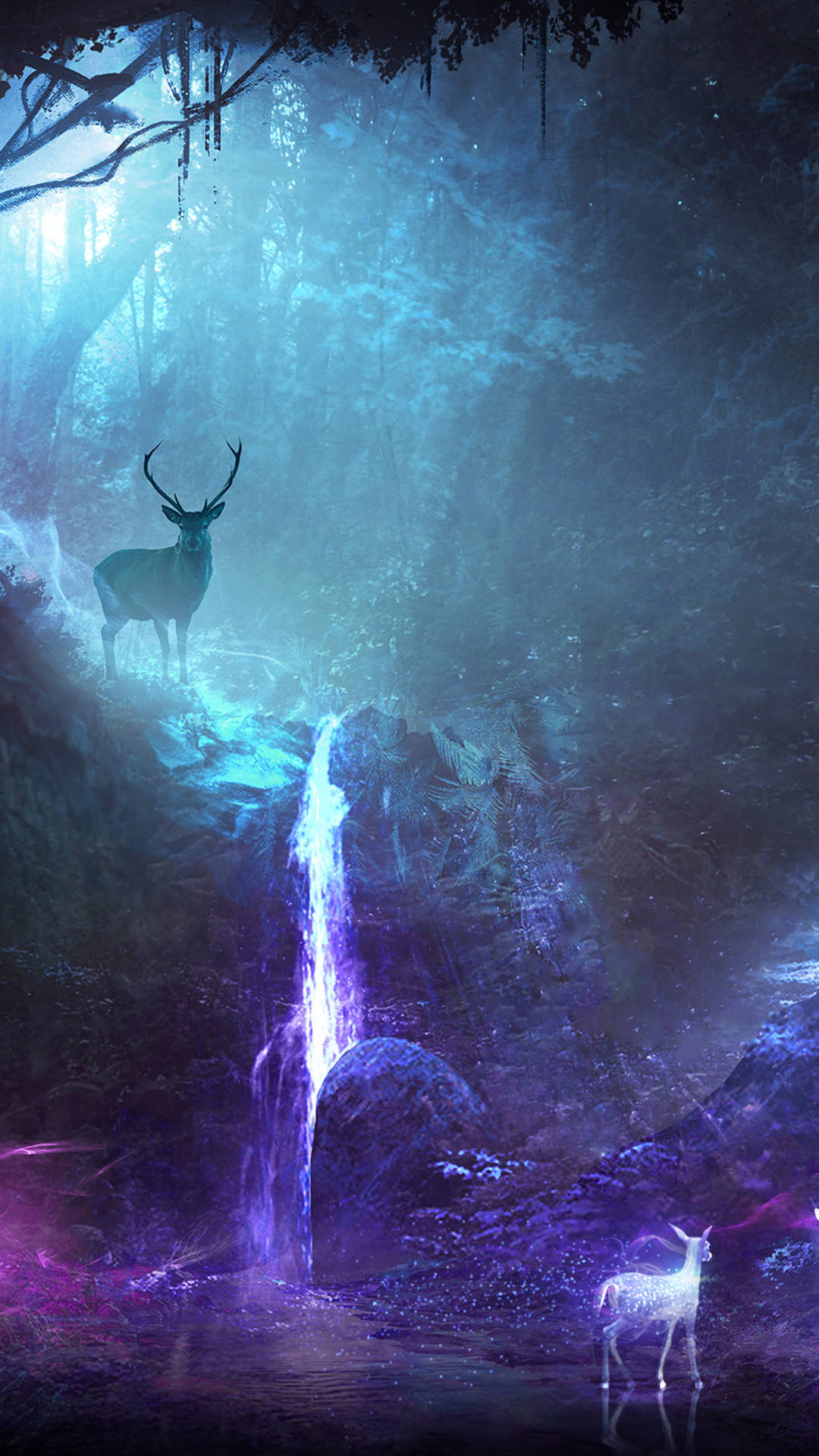 Dreamy Forest With Deer 4k Ultra Iphone Wallpaper