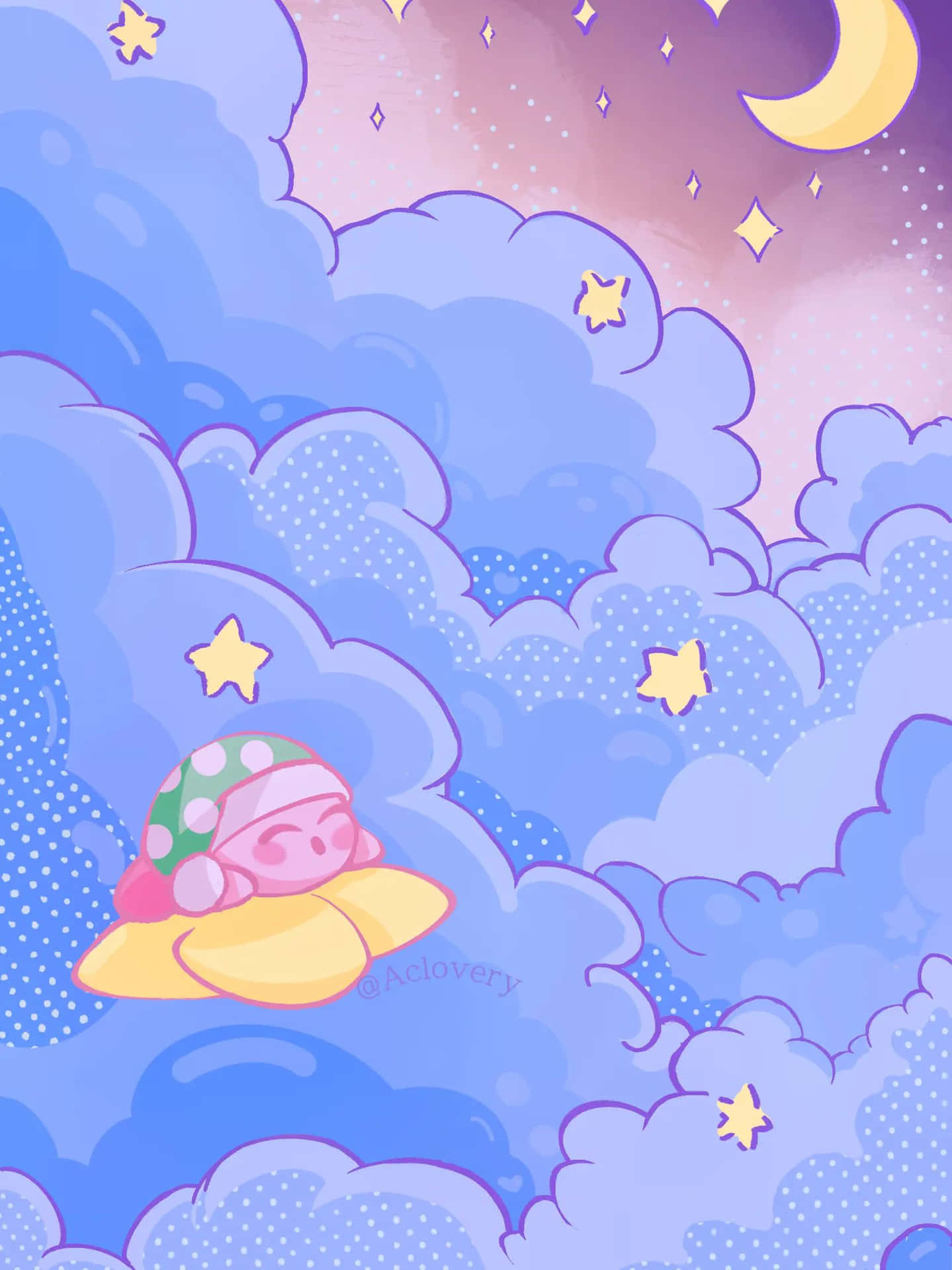 Dreamy Kirby Night Sky Wallpaper