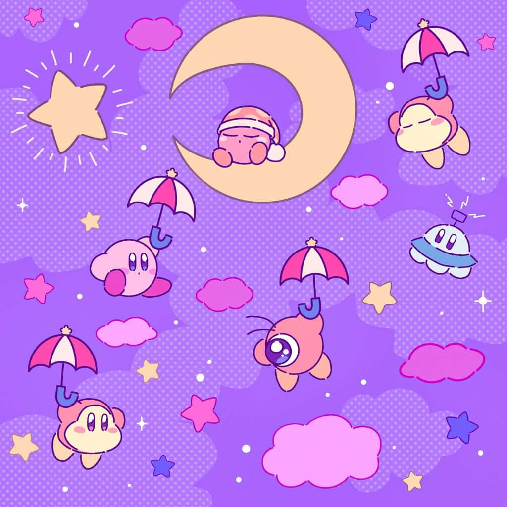 Dreamy Kirby Night Sky Aesthetic Wallpaper