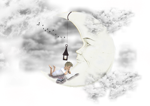 Dreamy Moonlit Reading PNG