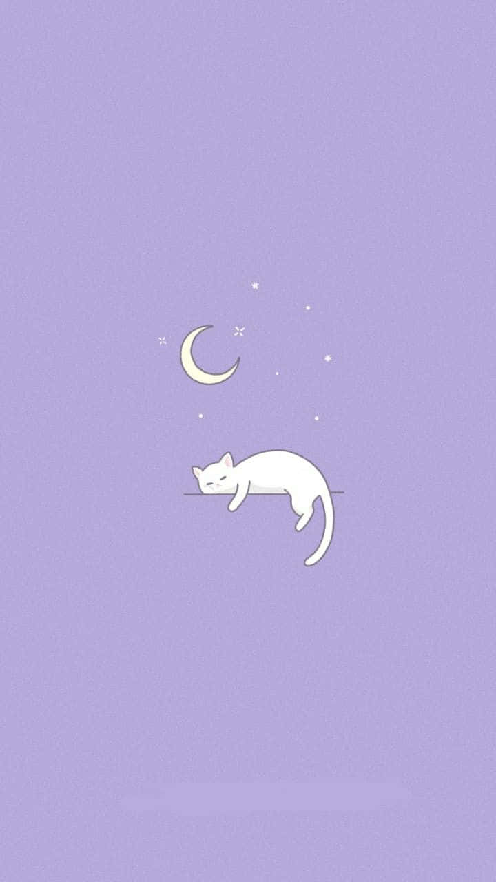 Dreamy Pastel Catand Moon Wallpaper