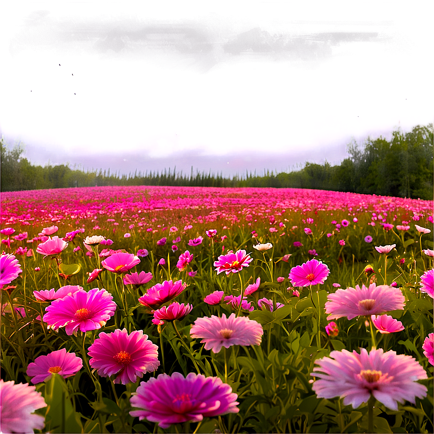 Dreamy Pink Flower Field Png Jxm60 PNG