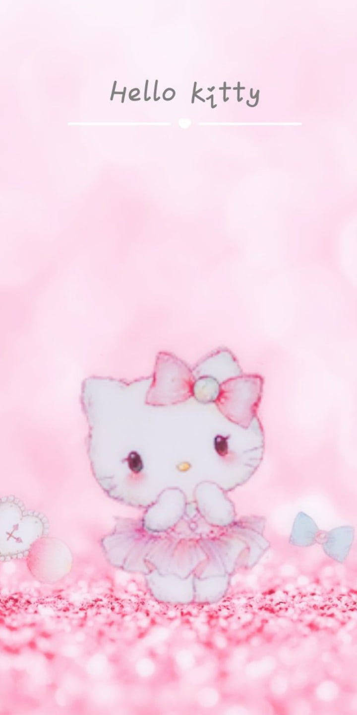 Sfondosfocato Di Hello Kitty Rosa Sognante Sfondo