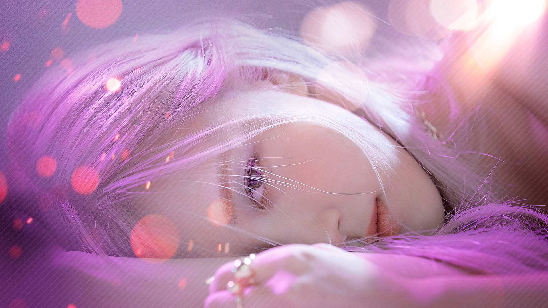 Dreamy Rose Blackpink With Purple Hair Wallpaper