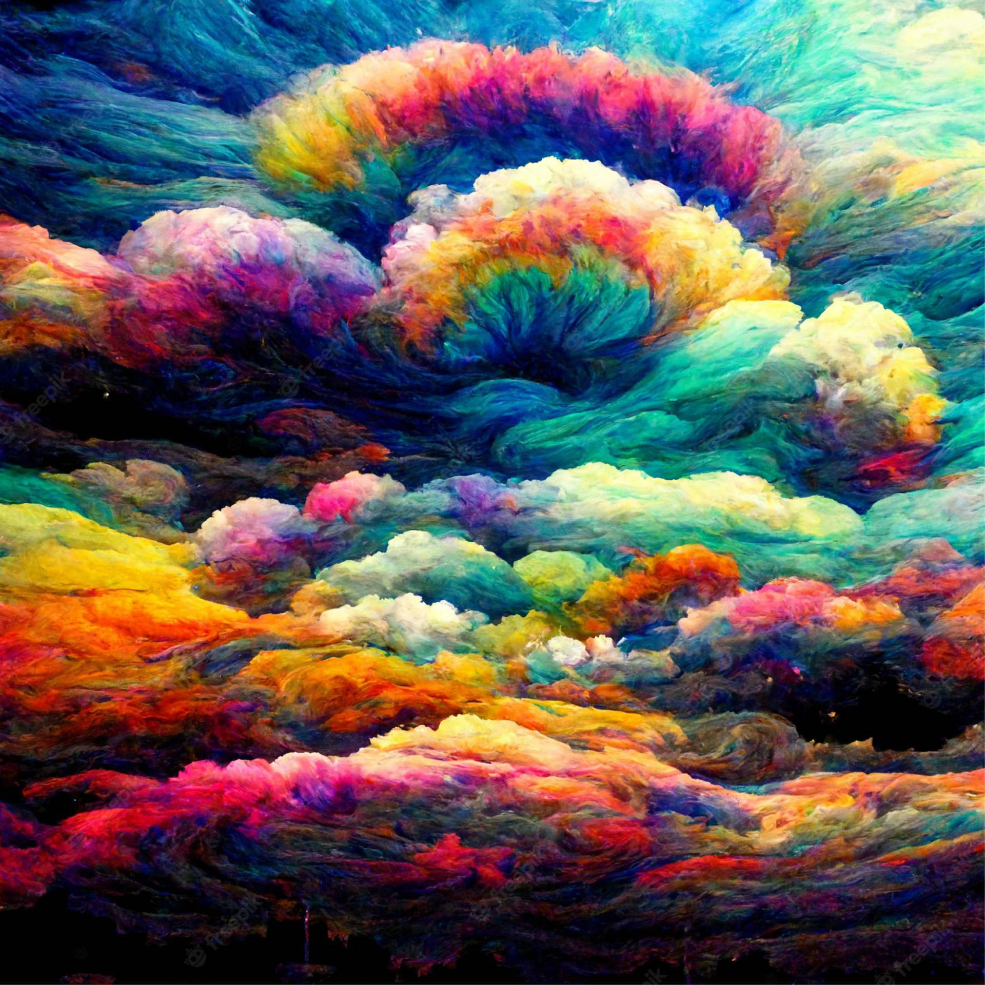 Dreamy Voyage Through The Psychedelic Clouds Wallpaper