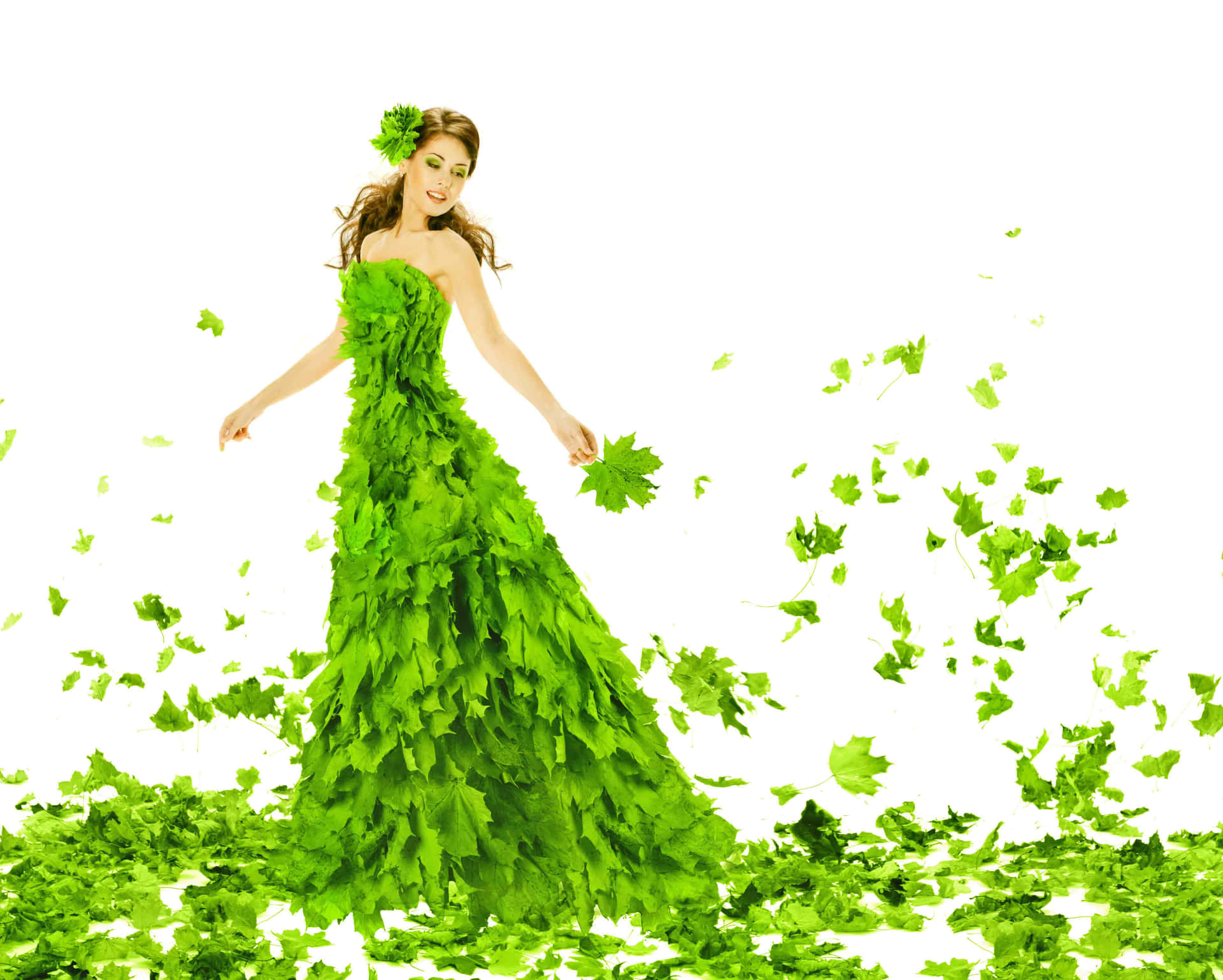 Einefrau In Einem Grünen Kleid