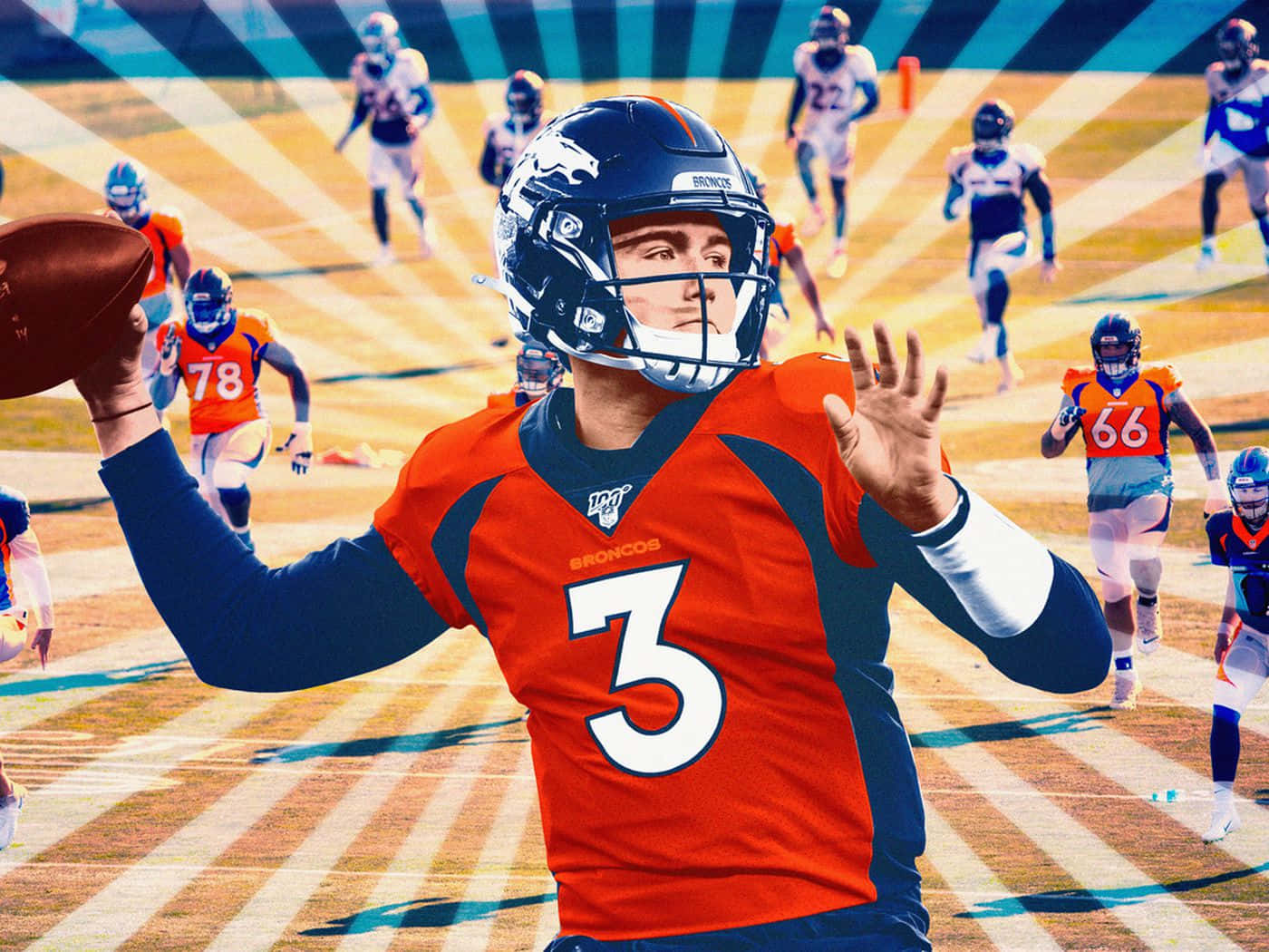 Drew Lock Denver Broncos Quarterback Action Wallpaper