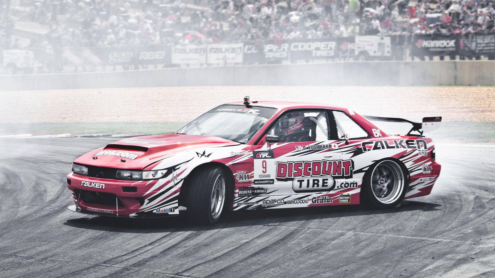 Drift Cars Red Nissan Silvia Background