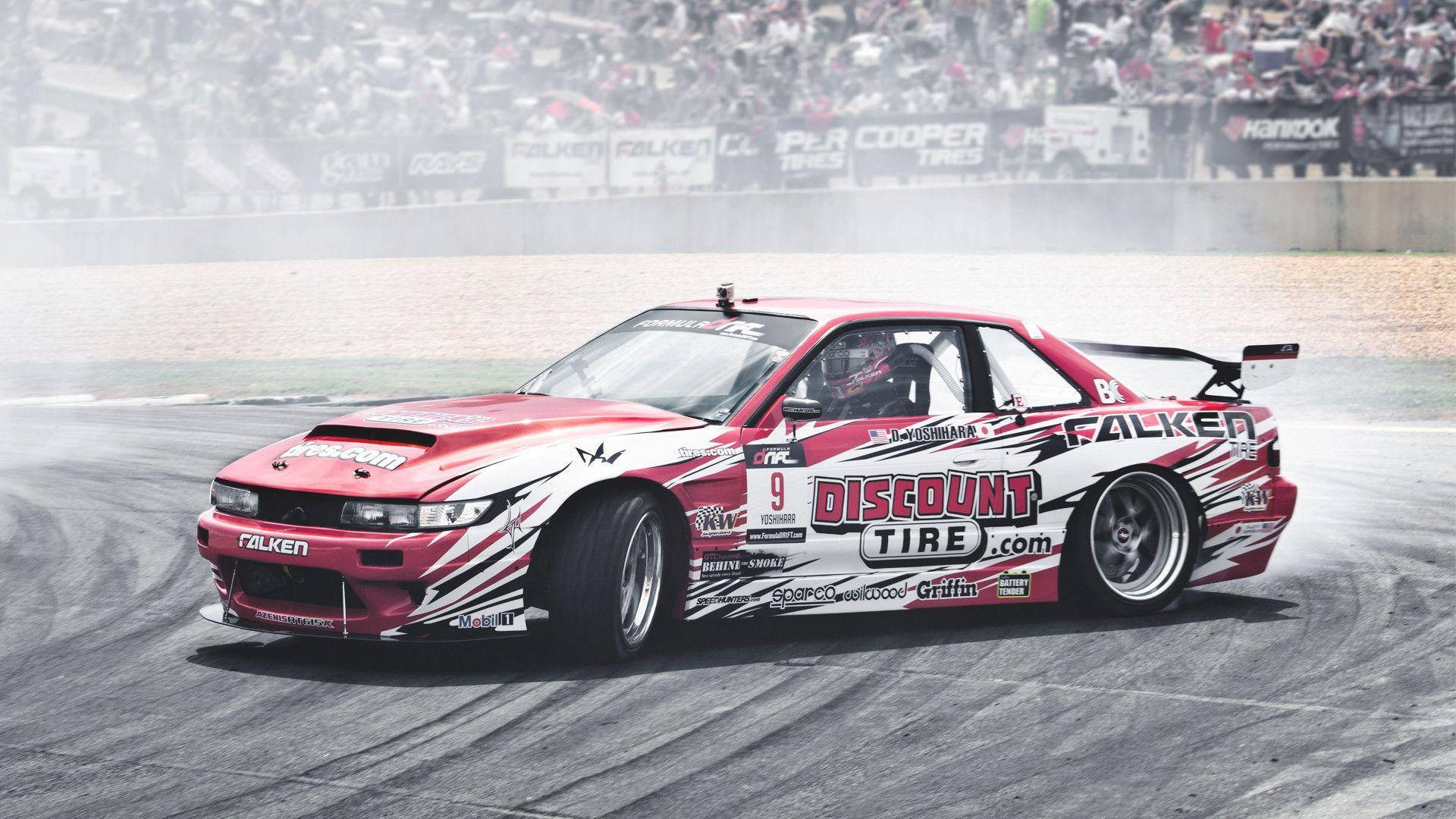 Driftbilarröd Nissan Silvia Wallpaper