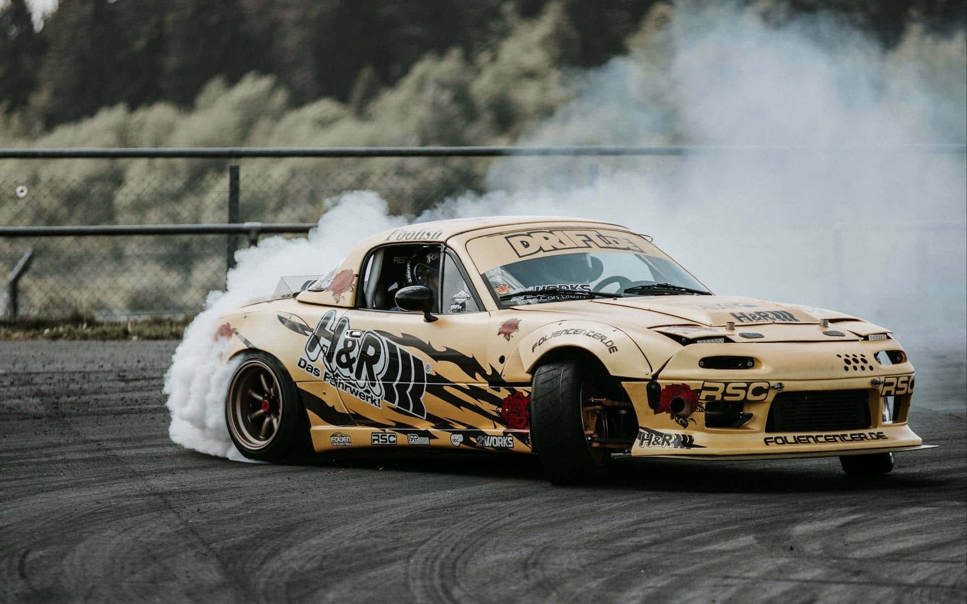 Drifting Sports Car Smoke Show Wallpaper