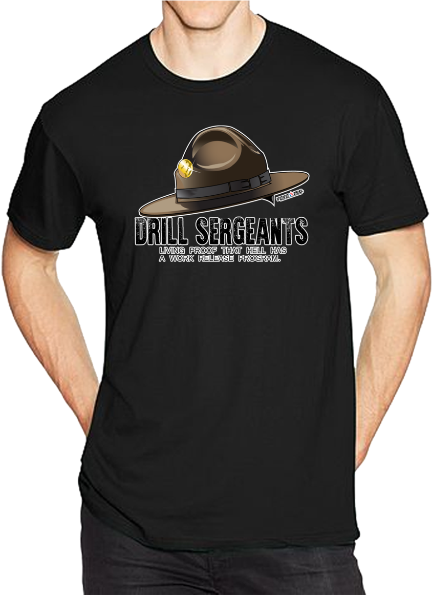 Drill Sergeant Humor Black T Shirt PNG