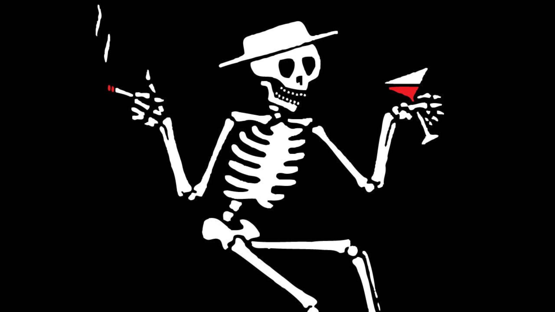 Drinking Skeleton Desktop Wallpaper