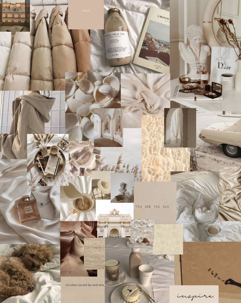 Drinks Beige Aesthetic Collage Background