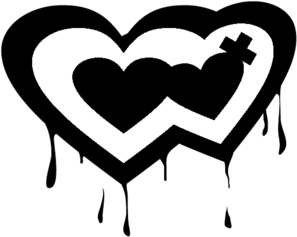 Dripping Blackand White Heart Graphic PNG