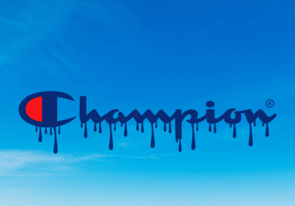 Drivvåd Champion Logo Tapet: En stiliseret logo af den førende mester drypper ned ad skærmen. Wallpaper