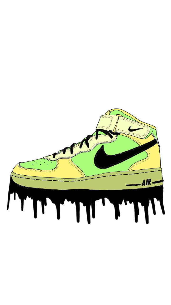 Tropfendegrüne Nike Cartoon Kunst Wallpaper
