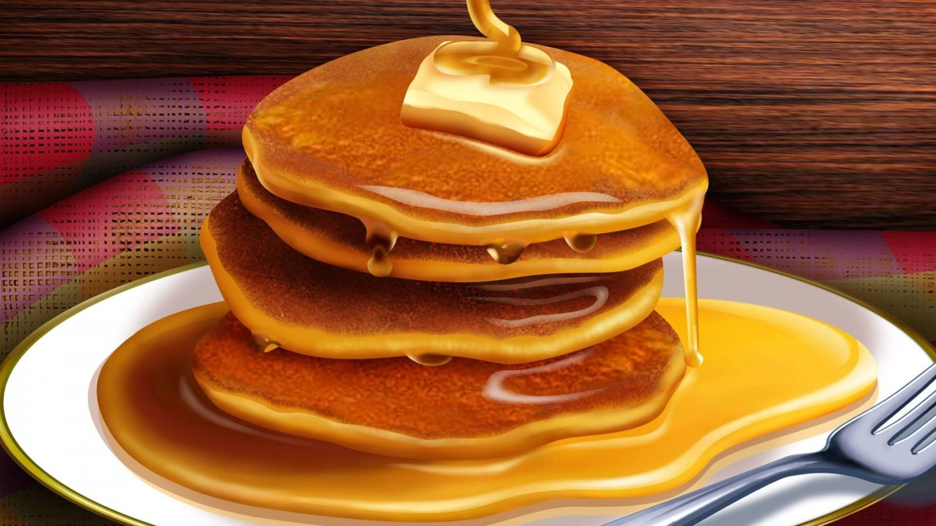Dripping Honey On Pancakes