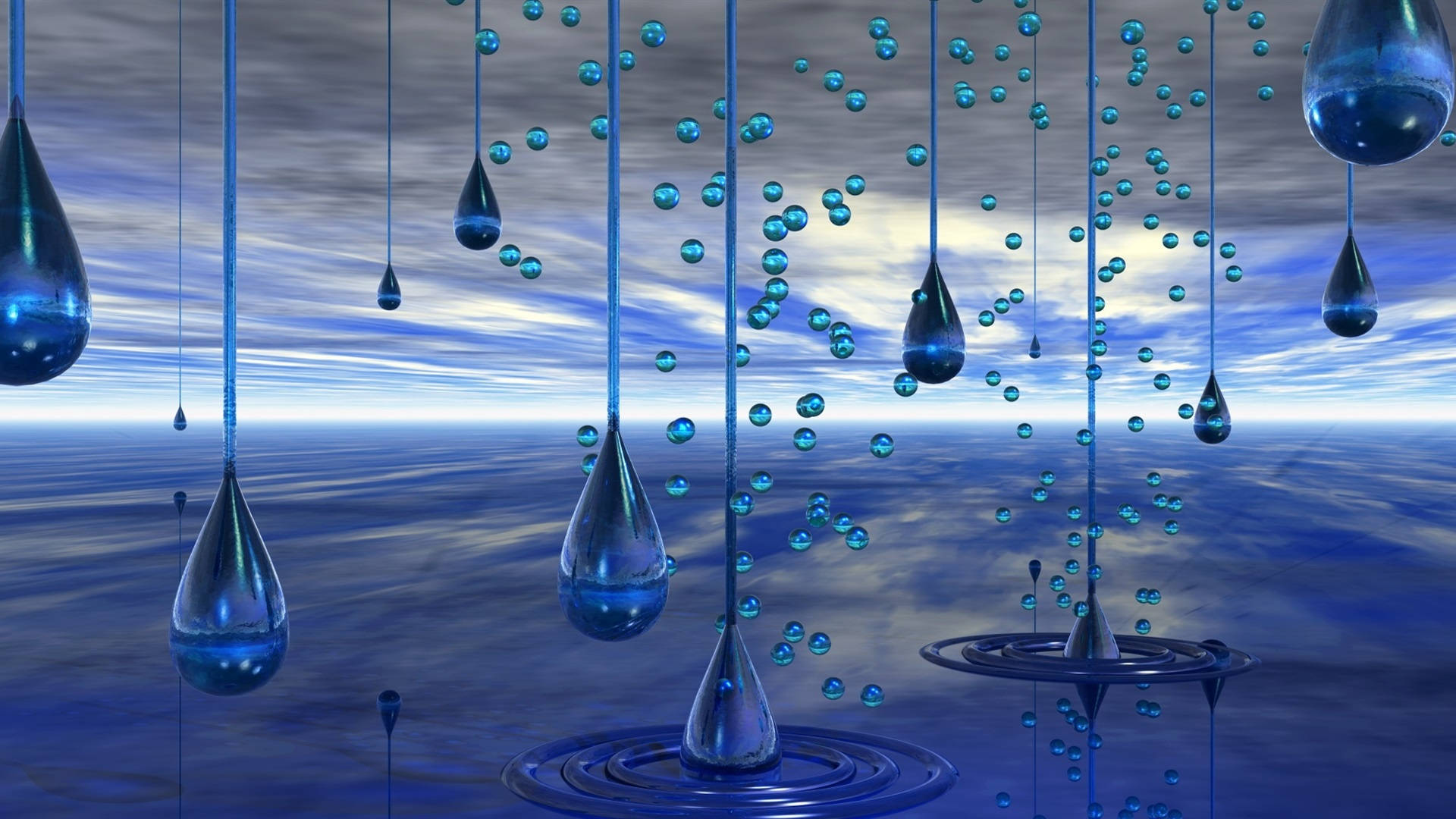 Drippy Hanging Water Drops Wallpaper