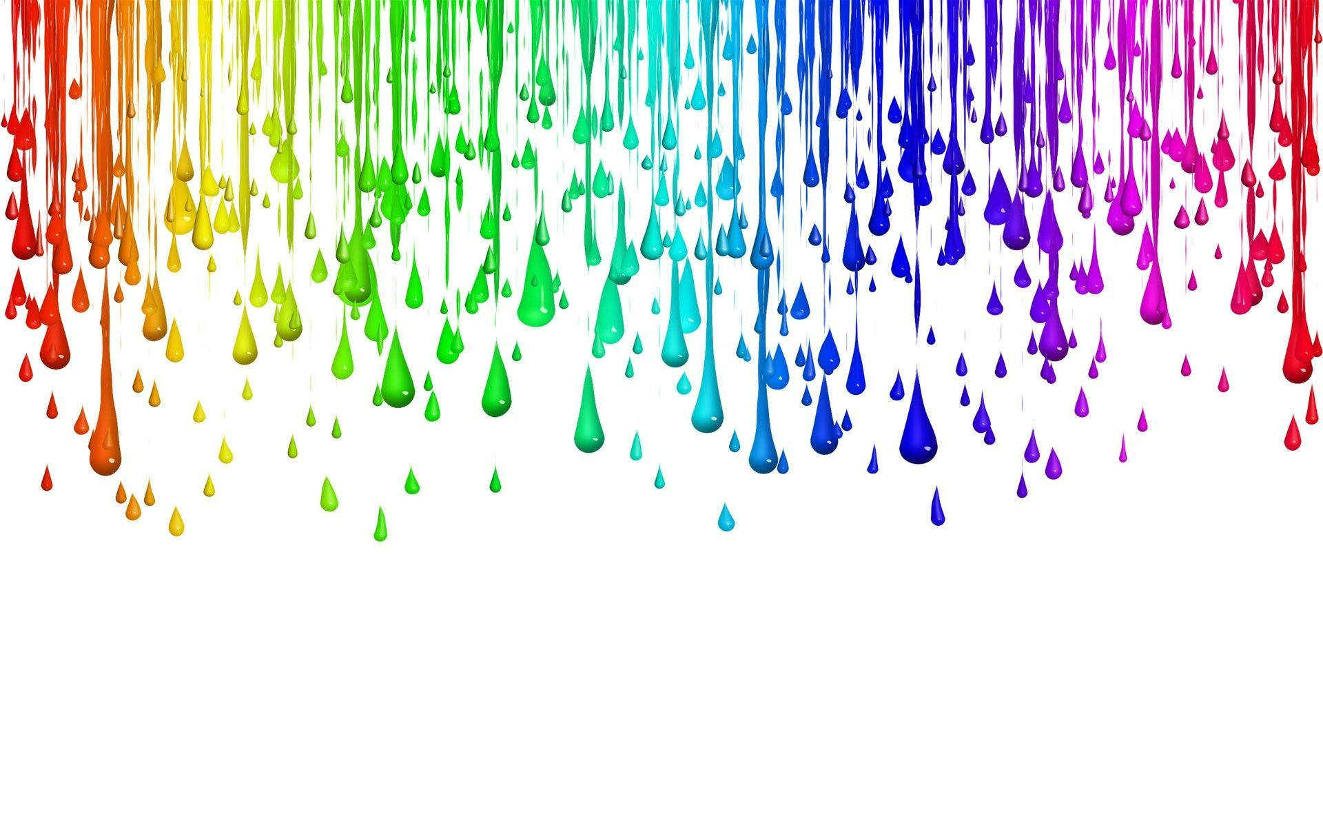 Drippy Rainbow Drops On White Wallpaper