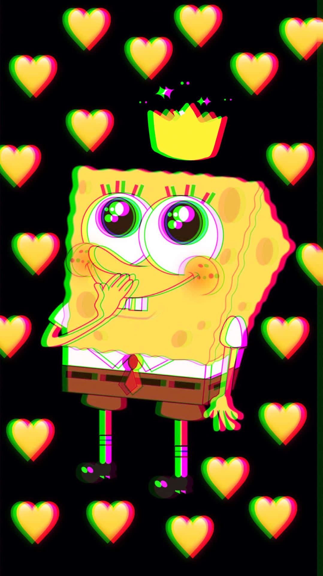 Latar Belakang Hati Cinta Sponge Bob Yang Menetes Wallpaper