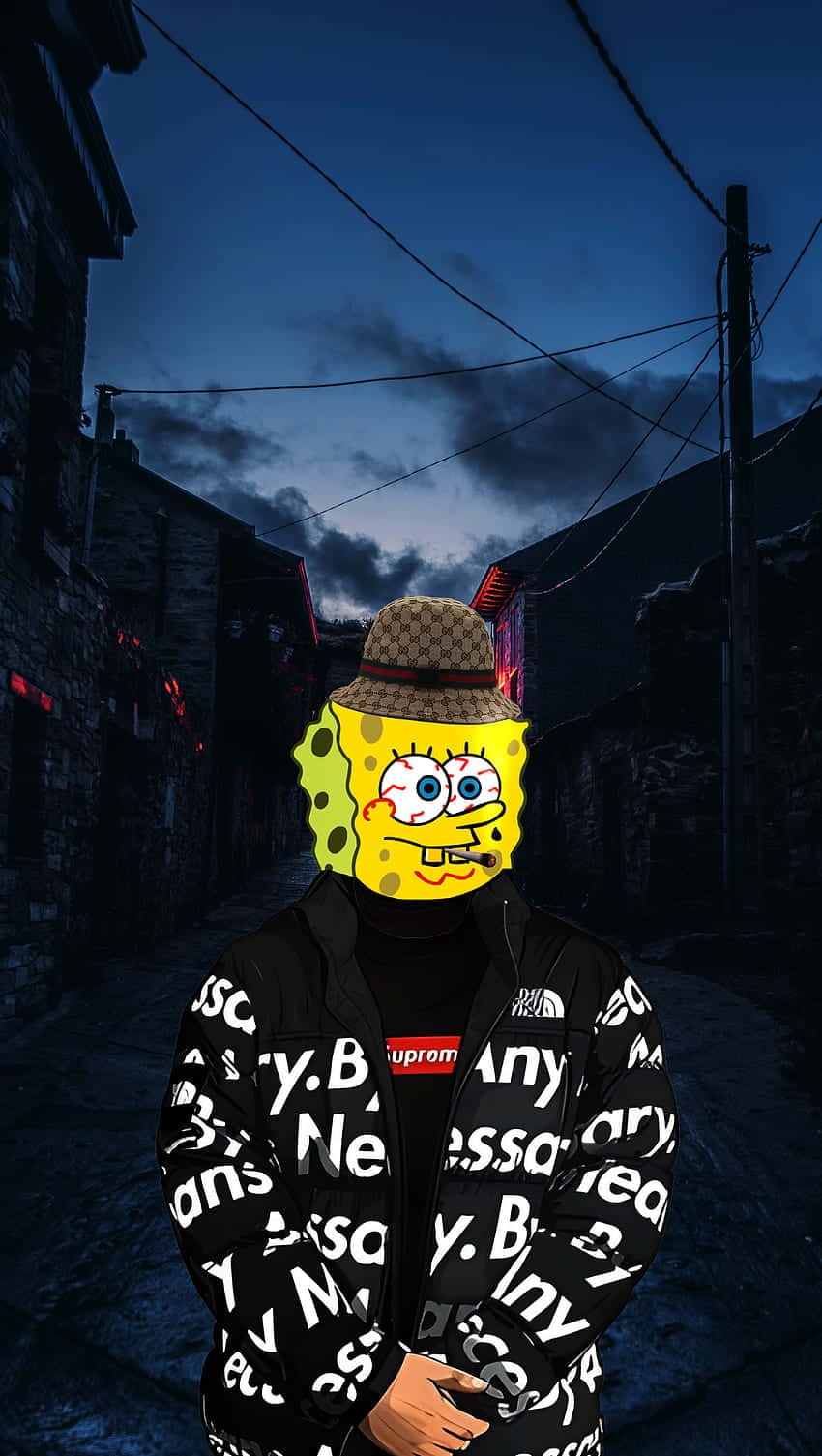 Drippy_ Spongebob_ Gaya Streetwear Wallpaper