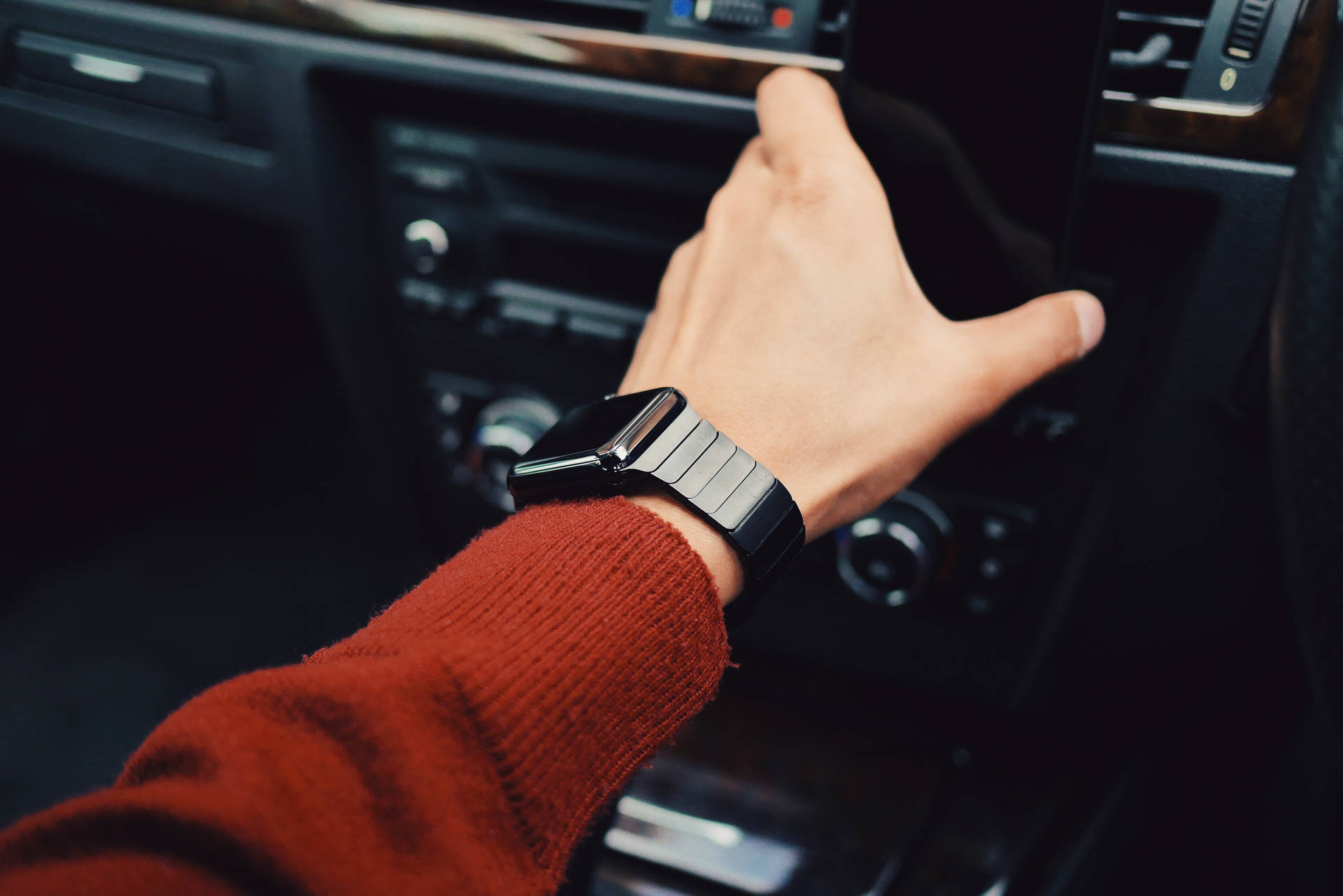 Driving Person With Smartwatch Wallpaper