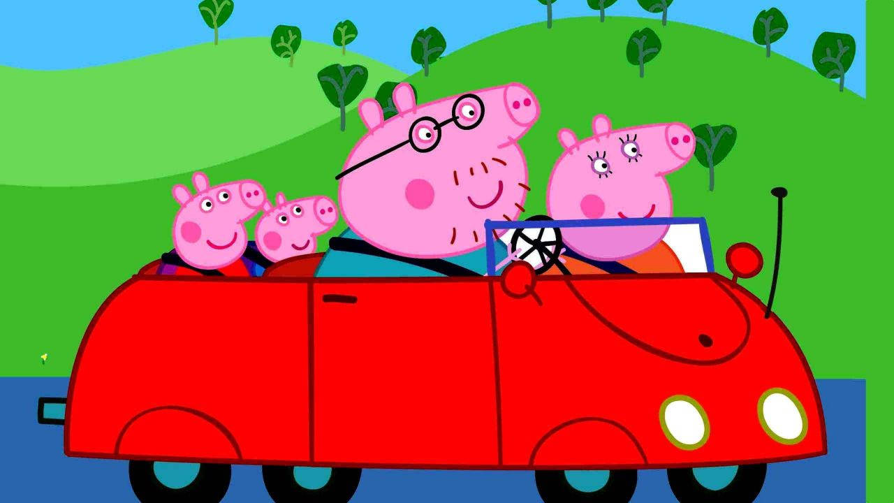 Driving With Family Peppa Pig Tablet Wallpaper