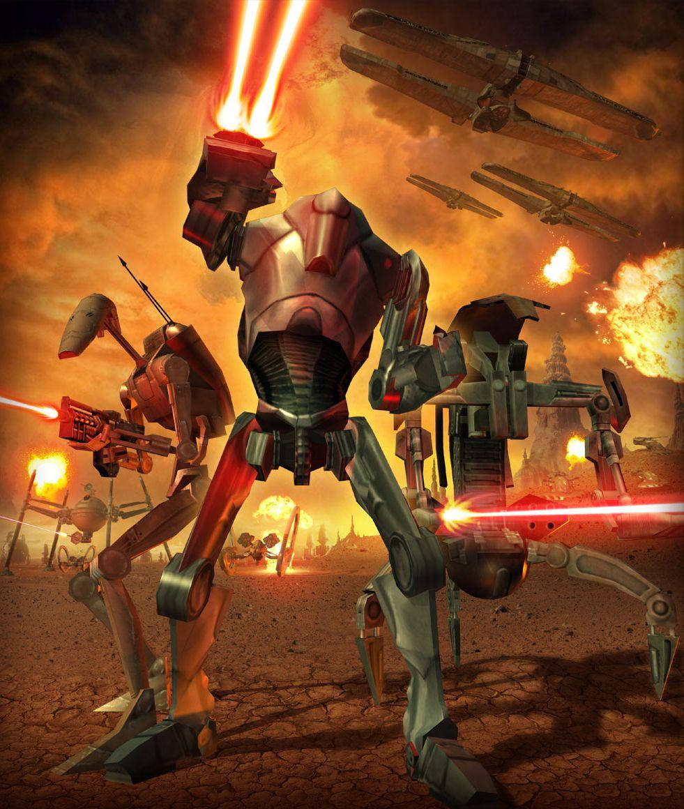 Droid Shooting Red Lasers Wallpaper